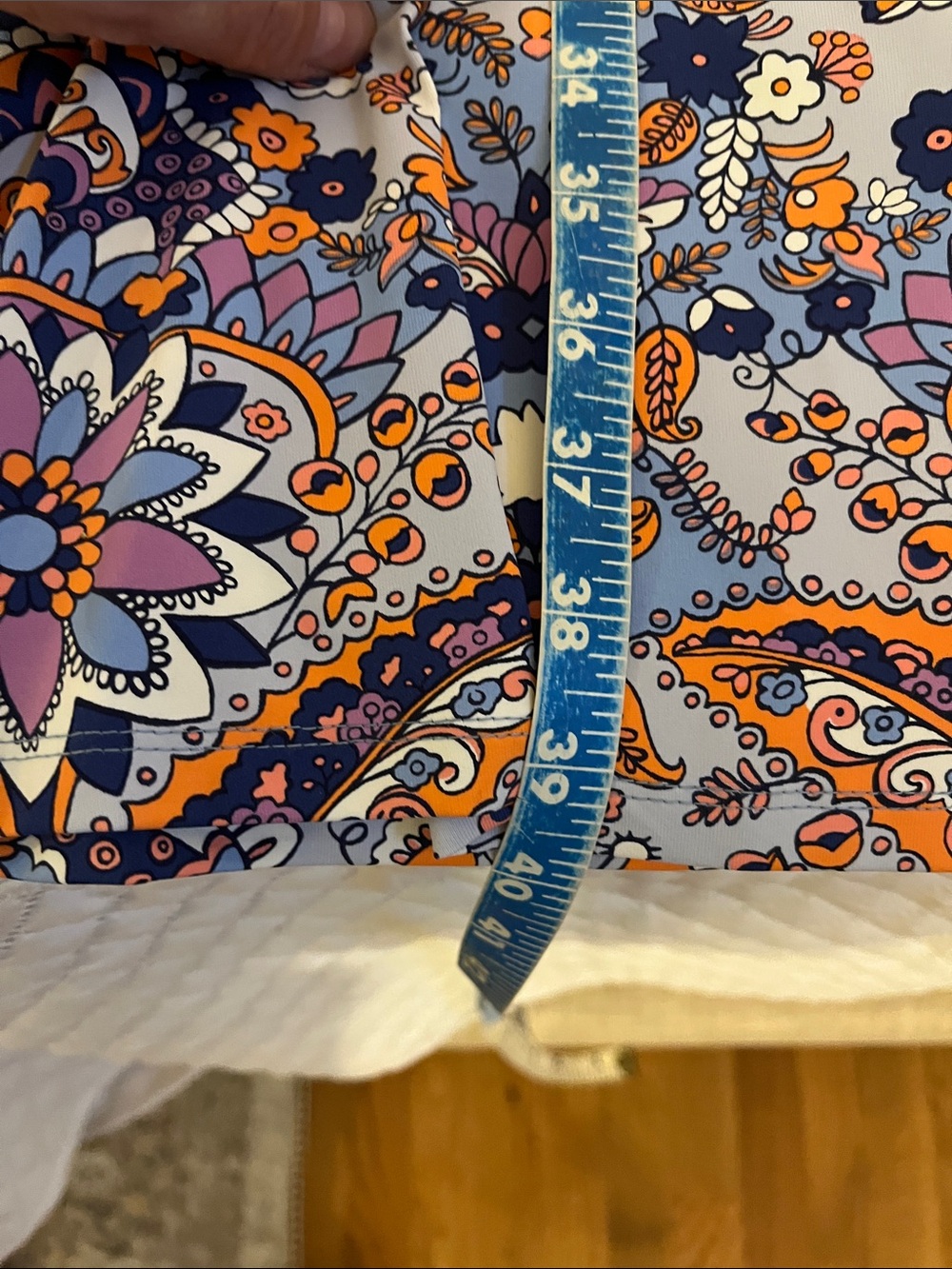 Talbots Paisley Button-Front Tunic in Light Blue, Orange & Purple Stretchy XLP - Picture 10 of 10